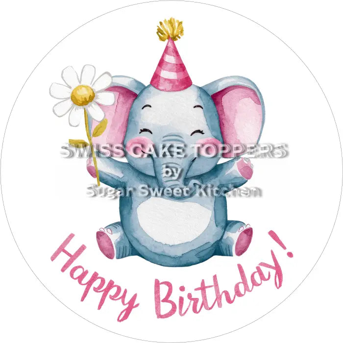 Tortenaufleger Geburtstag Elefant 01 - essbar & personalisierbar - Fondant- Torten- Cupcakeaufleger Sugar Sweet Kitchen