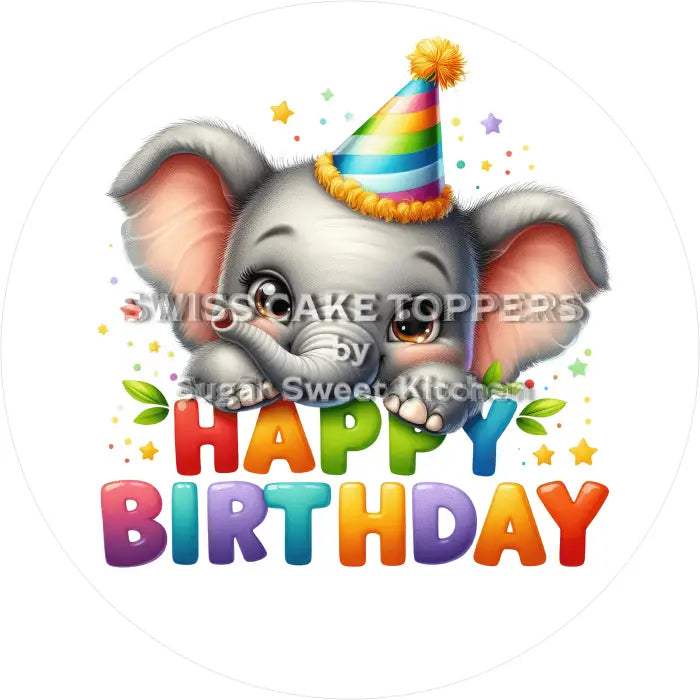 Tortenaufleger Geburtstag Elefant 02 - essbar & personalisierbar - Fondant- Torten- Cupcakeaufleger Sugar Sweet Kitchen