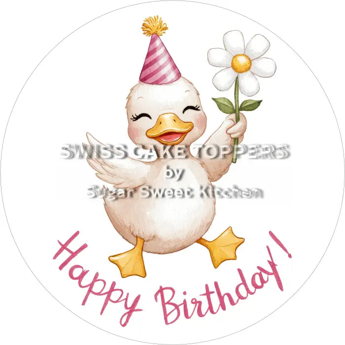 Tortenaufleger Geburtstag Ente 01 - essbar & personalisierbar - Fondant- Torten- Cupcakeaufleger Sugar Sweet Kitchen