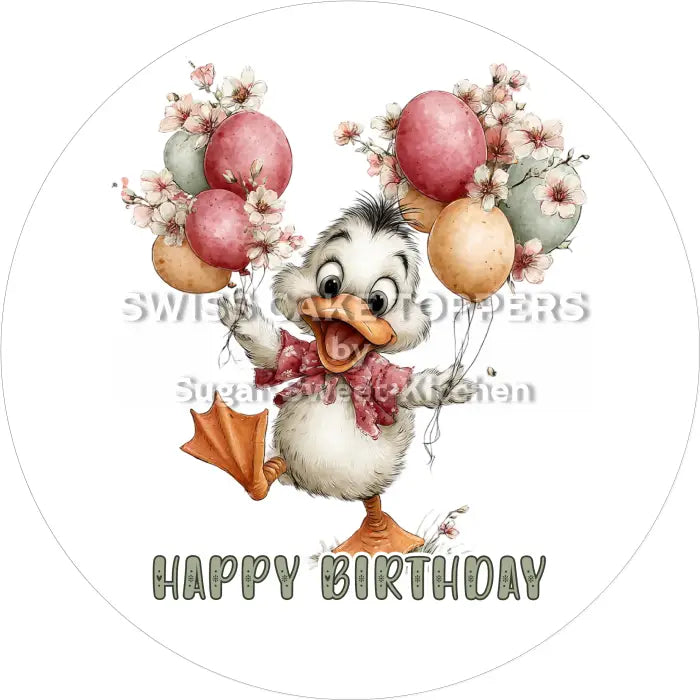 Tortenaufleger Geburtstag Ente 29 – essbar & personalisierbar - Fondant- Torten- Cupcakeaufleger Sugar Sweet Kitchen