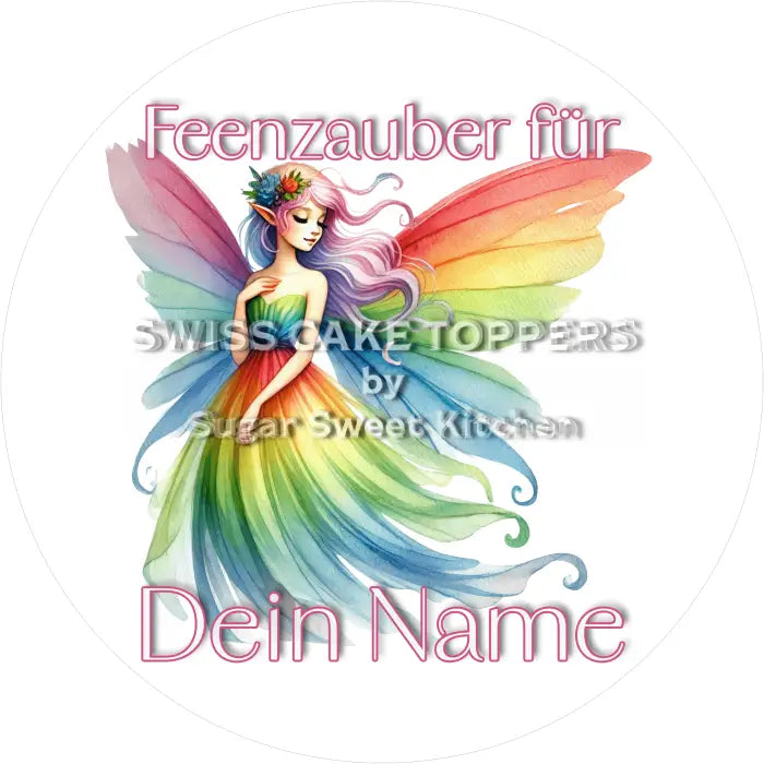 Tortenaufleger Geburtstag Fee 01 - mit Namen - Fondant- Torten- & Cupcakeaufleger Sugar Sweet Kitchen