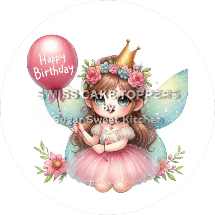 Tortenaufleger Geburtstag Fee 03 - essbar & personalisierbar - Fondant- Torten- Cupcakeaufleger Sugar Sweet Kitchen