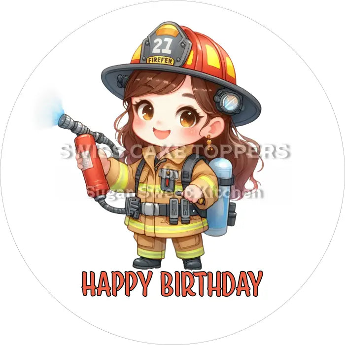 Tortenaufleger Geburtstag Feuerwehr 02 – essbar & personalisierbar - Fondant- Torten- Cupcakeaufleger Sugar Sweet