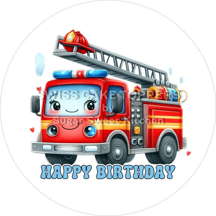 Tortenaufleger Geburtstag Feuerwehr 06 – essbar & personalisierbar - Fondant- Torten- Cupcakeaufleger Sugar Sweet