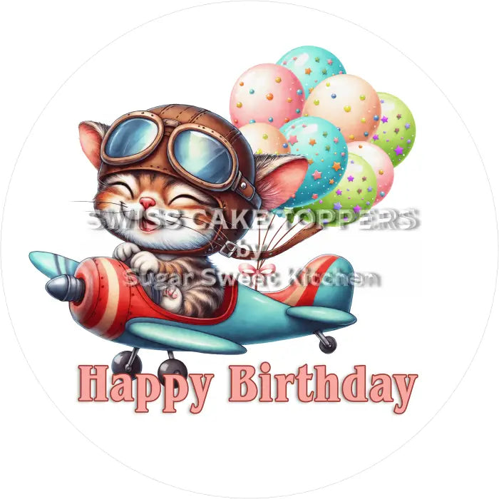 Tortenaufleger Geburtstag Flugzeug 01 - essbar & personalisierbar - Fondant- Torten- Cupcakeaufleger Sugar Sweet Kitchen