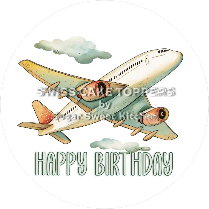 Tortenaufleger Geburtstag Flugzeug 04 - essbar & personalisierbar - Fondant- Torten- Cupcakeaufleger Sugar Sweet Kitchen