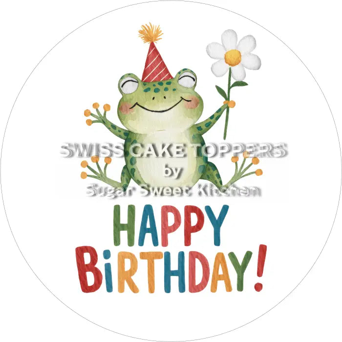 Tortenaufleger Geburtstag Frosch 01 - essbar & personalisierbar - Fondant- Torten- Cupcakeaufleger Sugar Sweet Kitchen