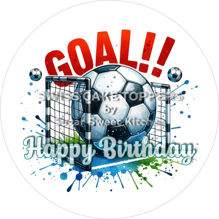 Tortenaufleger Geburtstag Fussball 03 - essbar & personalisierbar - Fondant- Torten- Cupcakeaufleger Sugar Sweet Kitchen