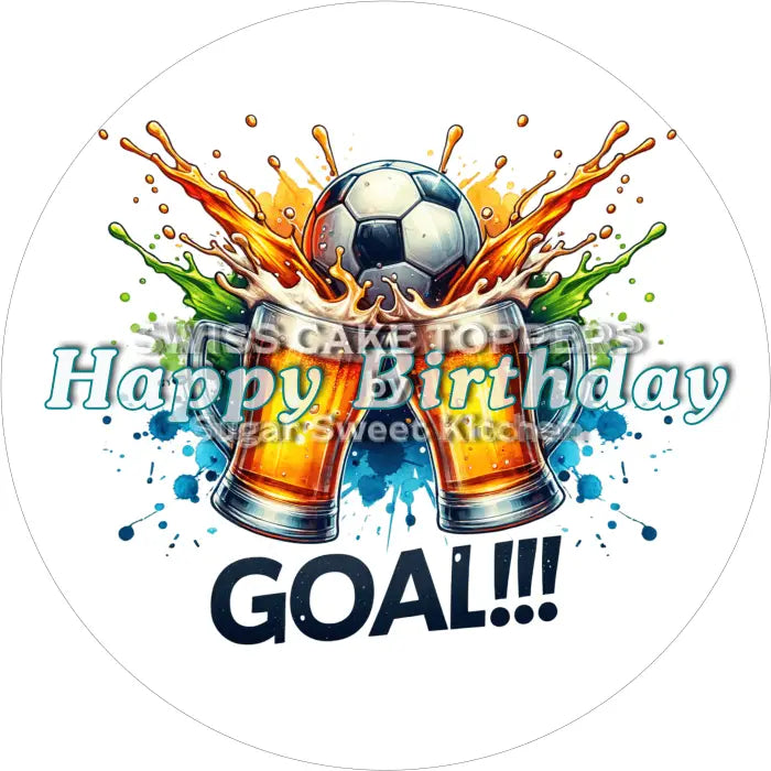 Tortenaufleger Geburtstag Fussball 04 - essbar & personalisierbar - Fondant- Torten- Cupcakeaufleger Sugar Sweet Kitchen