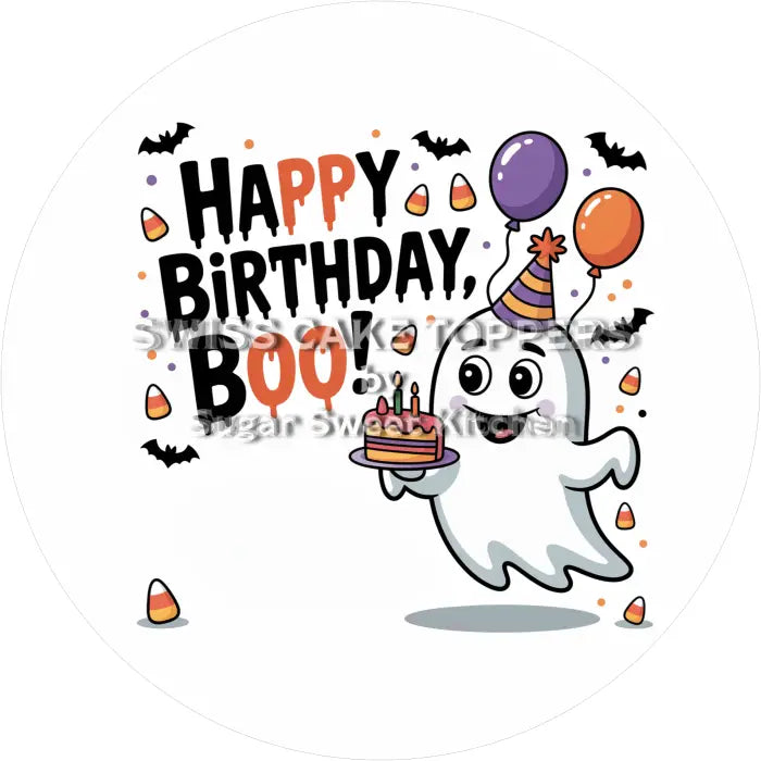 Tortenaufleger Geburtstag Ghost 03 - essbar & personalisierbar - Fondant- Torten- Cupcakeaufleger Sugar Sweet Kitchen