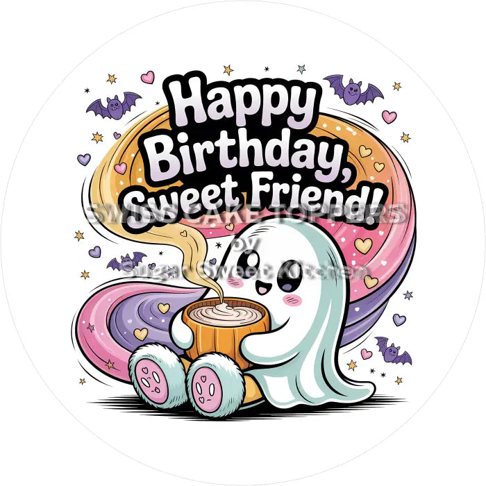 Tortenaufleger Geburtstag Ghost 04 - essbar & personalisierbar - Fondant- Torten- Cupcakeaufleger Sugar Sweet Kitchen