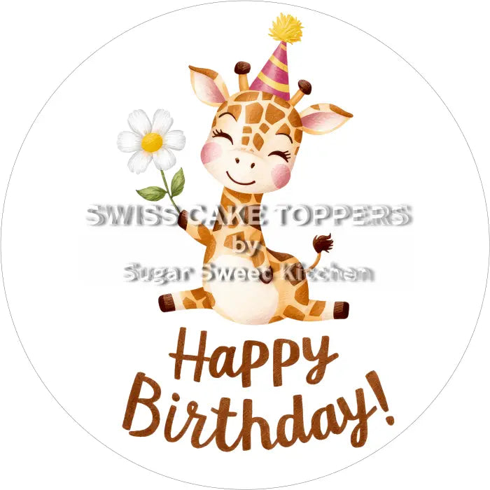Tortenaufleger Geburtstag Giraffe 01 - essbar & personalisierbar - Fondant- Torten- Cupcakeaufleger Sugar Sweet Kitchen