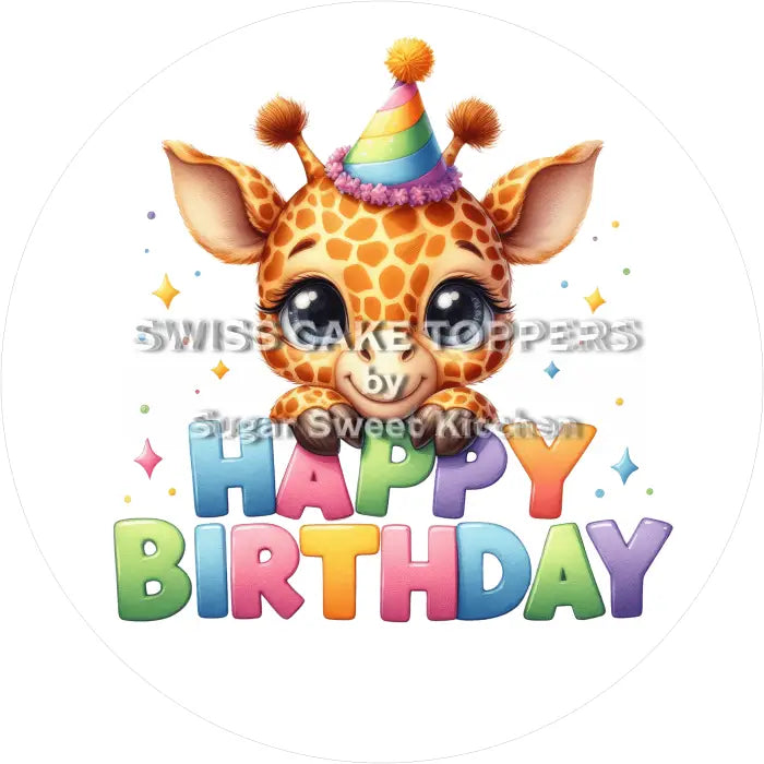 Tortenaufleger Geburtstag Giraffe 02 - essbar & personalisierbar - Fondant- Torten- Cupcakeaufleger Sugar Sweet Kitchen