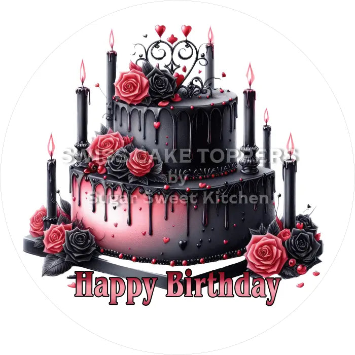 Tortenaufleger Geburtstag Gothic 04 - essbar & personalisierbar - Fondant- Torten- Cupcakeaufleger Sugar Sweet Kitchen