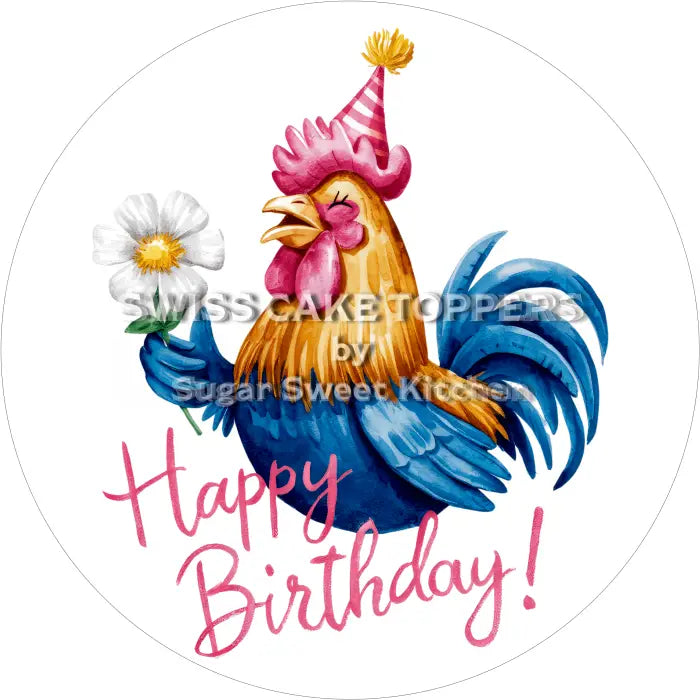 Tortenaufleger Geburtstag Hahn 01 - essbar & personalisierbar - Fondant- Torten- Cupcakeaufleger Sugar Sweet Kitchen