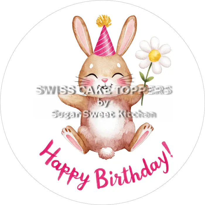 Tortenaufleger Geburtstag Hase 01 - essbar & personalisierbar - Fondant- Torten- Cupcakeaufleger Sugar Sweet Kitchen