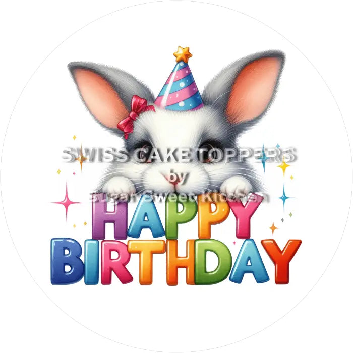 Tortenaufleger Geburtstag Hase 02 - essbar & personalisierbar - Fondant- Torten- Cupcakeaufleger Sugar Sweet Kitchen