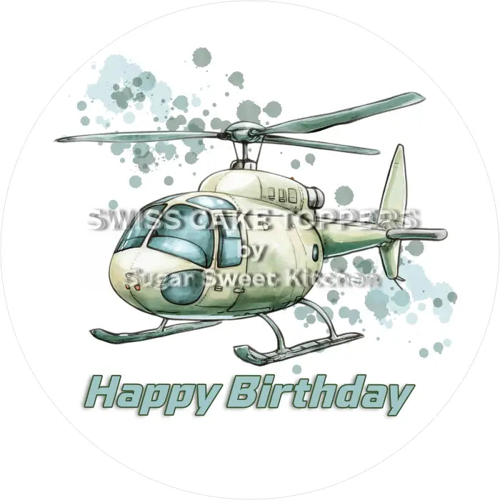 Tortenaufleger Geburtstag Helikopter 01 - essbar & personalisierbar - Fondant- Torten- Cupcakeaufleger Sugar Sweet