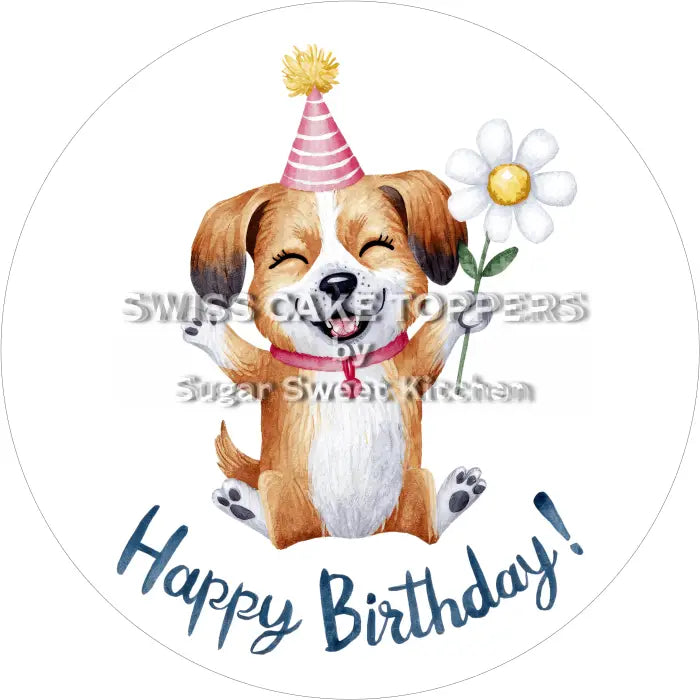 Tortenaufleger Geburtstag Hund 01 - essbar & personalisierbar - Fondant- Torten- Cupcakeaufleger Sugar Sweet Kitchen