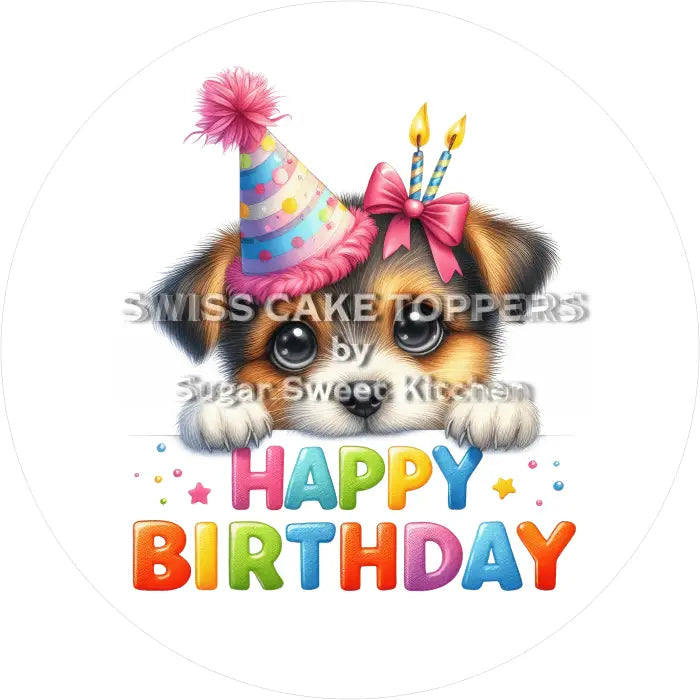 Tortenaufleger Geburtstag Hund 06 - essbar & personalisierbar - Fondant- Torten- Cupcakeaufleger Sugar Sweet Kitchen