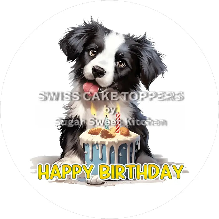 Tortenaufleger Geburtstag Hund 27 – essbar & personalisierbar - Fondant- Torten- Cupcakeaufleger Sugar Sweet Kitchen