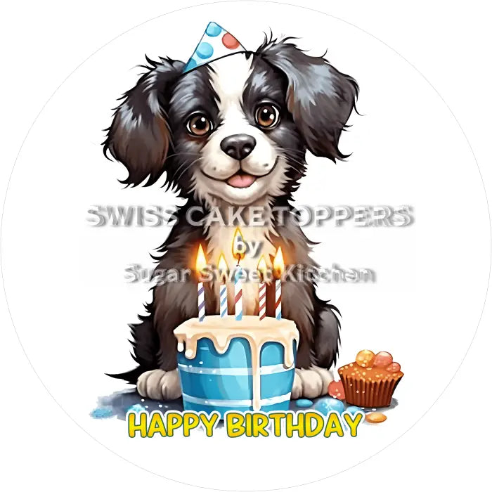 Tortenaufleger Geburtstag Hund 28 – essbar & personalisierbar - Fondant- Torten- Cupcakeaufleger Sugar Sweet Kitchen