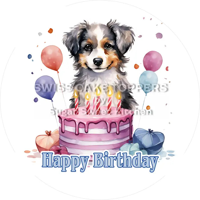 Tortenaufleger Geburtstag Hund 29 – essbar & personalisierbar - Fondant- Torten- Cupcakeaufleger Sugar Sweet Kitchen