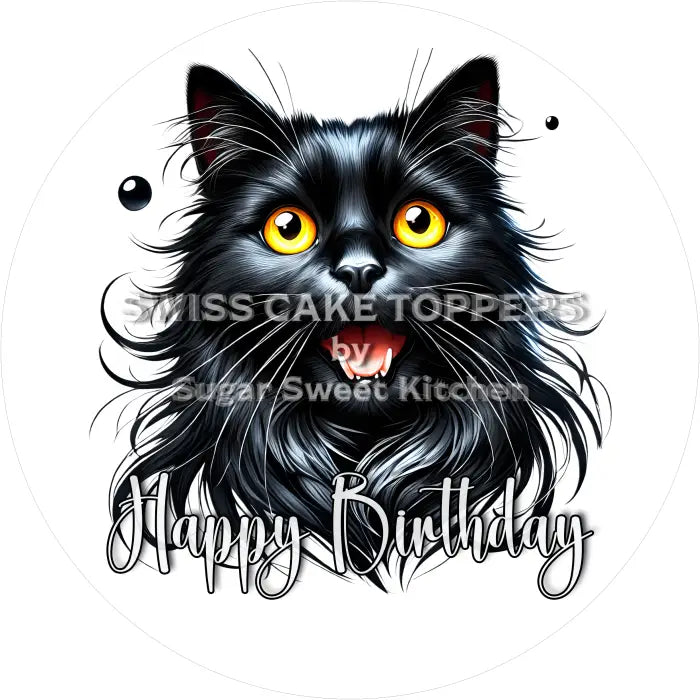 Tortenaufleger Geburtstag Katze 01 – essbar & personalisierbar - Fondant- Torten- Cupcakeaufleger Sugar Sweet Kitchen
