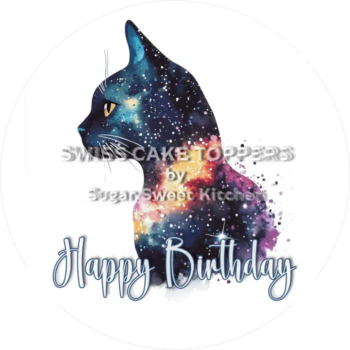 Tortenaufleger Geburtstag Katze 06 – essbar & personalisierbar - Fondant- Torten- Cupcakeaufleger Sugar Sweet Kitchen