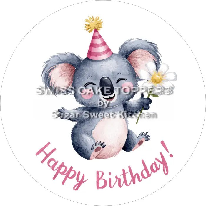 Tortenaufleger Geburtstag Koala 01 - essbar & personalisierbar - Fondant- Torten- Cupcakeaufleger Sugar Sweet Kitchen