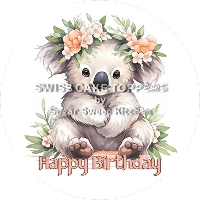 Tortenaufleger Geburtstag Koala 04 – essbar & personalisierbar - Fondant- Torten- Cupcakeaufleger Sugar Sweet Kitchen
