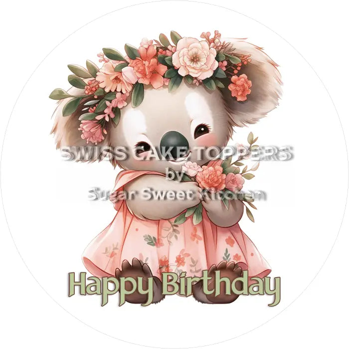 Tortenaufleger Geburtstag Koala 05 – essbar & personalisierbar - Fondant- Torten- Cupcakeaufleger Sugar Sweet Kitchen