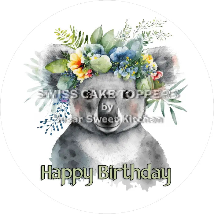 Tortenaufleger Geburtstag Koala 07 – essbar & personalisierbar - Fondant- Torten- Cupcakeaufleger Sugar Sweet Kitchen