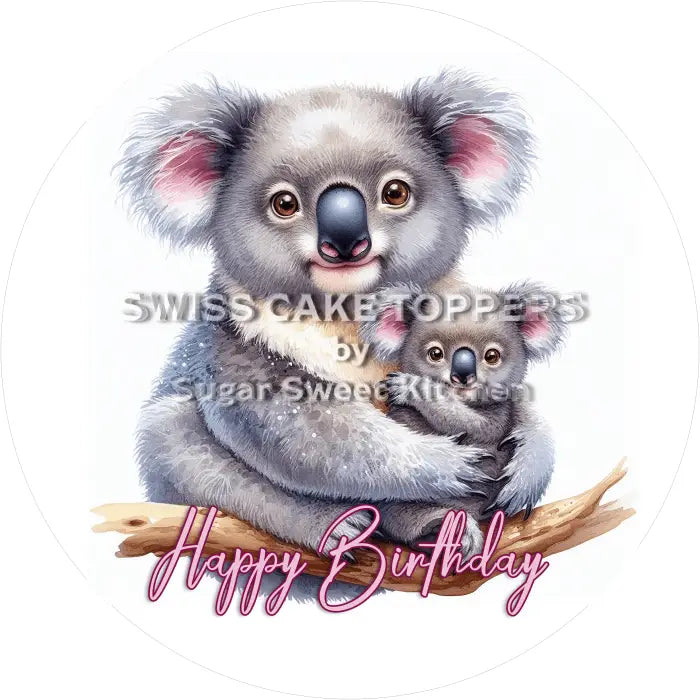 Tortenaufleger Geburtstag Koala 08 – essbar & personalisierbar - Fondant- Torten- Cupcakeaufleger Sugar Sweet Kitchen