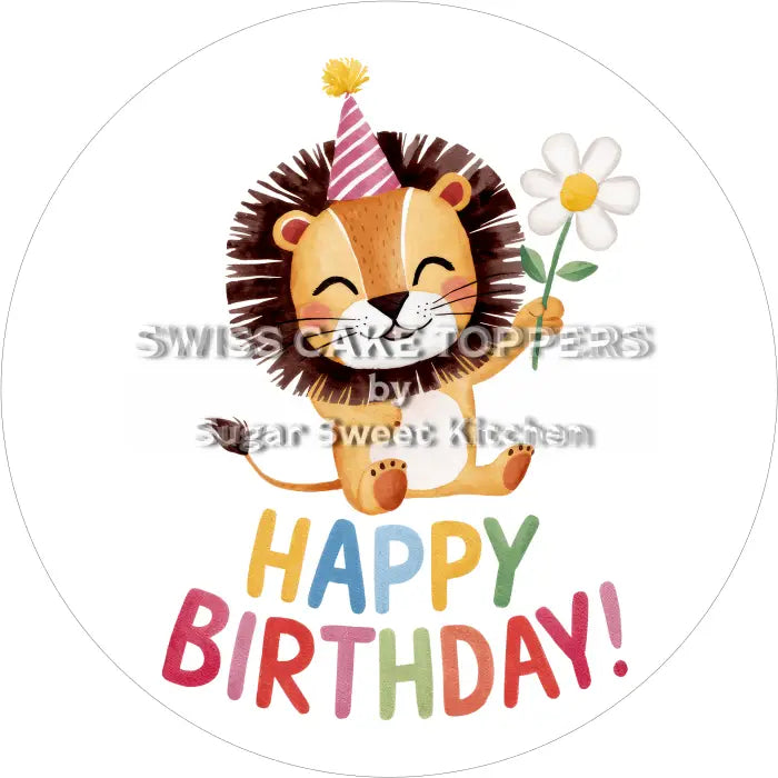 Tortenaufleger Geburtstag Löwe 01 - essbar & personalisierbar - Fondant- Torten- Cupcakeaufleger Sugar Sweet Kitchen