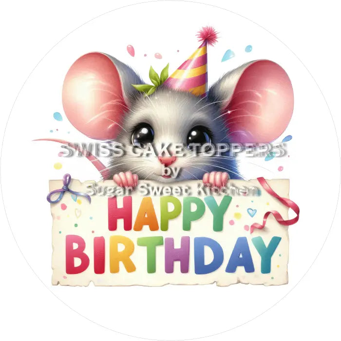 Tortenaufleger Geburtstag Maus 01 - essbar & personalisierbar - Fondant- Torten- Cupcakeaufleger Sugar Sweet Kitchen