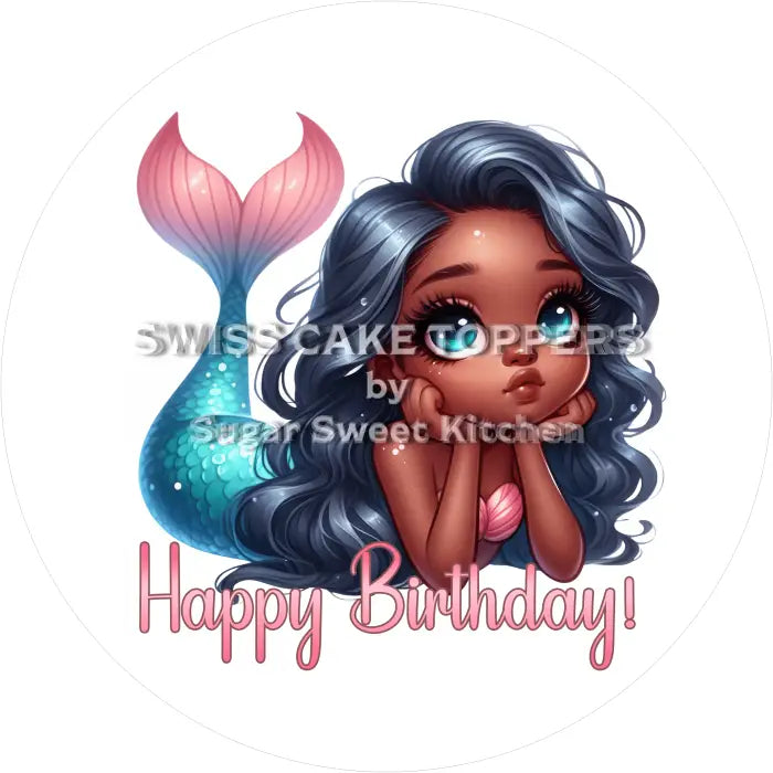 Tortenaufleger Geburtstag Meerjungfrau 04 - essbar & personalisierbar - Fondant- Torten- Cupcakeaufleger Sugar Sweet