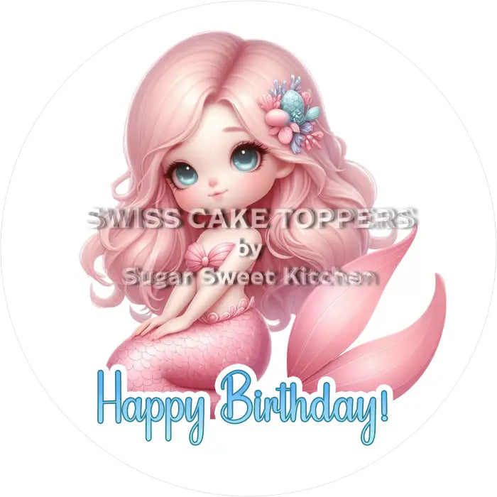 Tortenaufleger Geburtstag Meerjungfrau 06 - essbar & personalisierbar - Fondant- Torten- Cupcakeaufleger Sugar Sweet