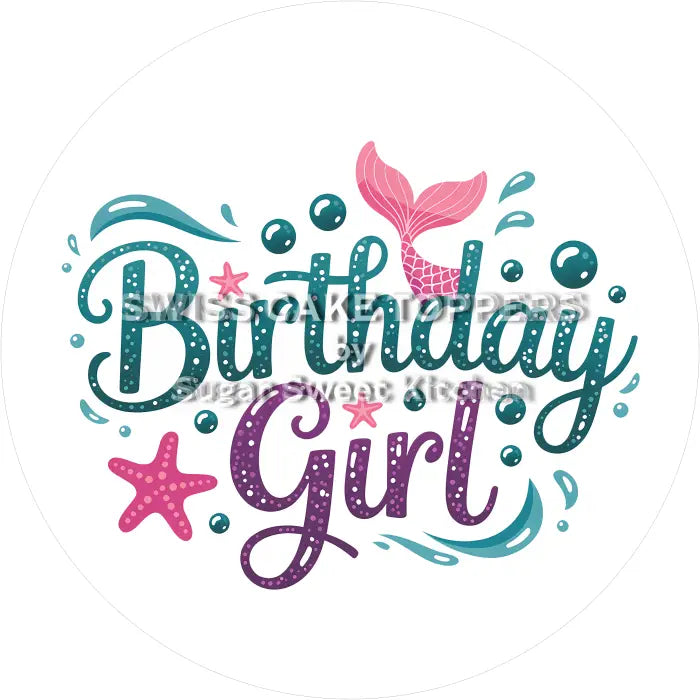 Tortenaufleger Geburtstag Meerjungfrau 07 - essbar & personalisierbar - Fondant- Torten- Cupcakeaufleger Sugar Sweet
