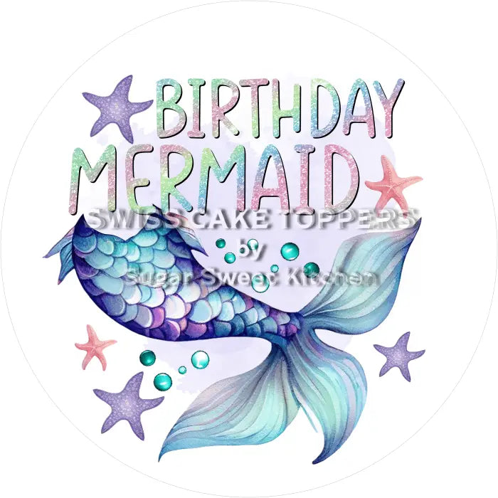 Tortenaufleger Geburtstag Meerjungfrau 08 - essbar & personalisierbar - Fondant- Torten- Cupcakeaufleger Sugar Sweet