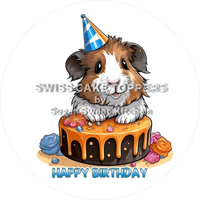 Tortenaufleger Geburtstag Meerschweinchen 05 – essbar & personalisierbar - Fondant- Torten- Cupcakeaufleger Sugar Sweet