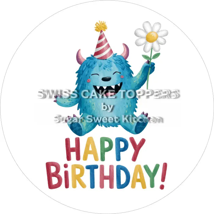 Tortenaufleger Geburtstag Monster 01 - essbar & personalisierbar - Fondant- Torten- Cupcakeaufleger Sugar Sweet Kitchen