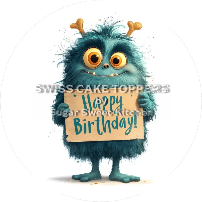 Tortenaufleger Geburtstag Monster 02 - essbar & personalisierbar - Fondant- Torten- Cupcakeaufleger Sugar Sweet Kitchen