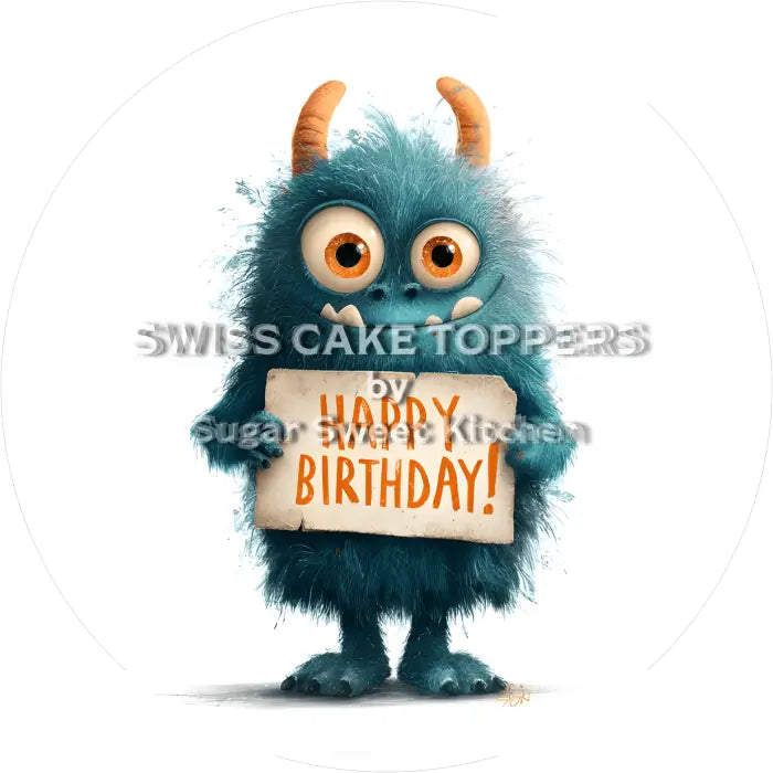Tortenaufleger Geburtstag Monster 03 - essbar & personalisierbar - Fondant- Torten- Cupcakeaufleger Sugar Sweet Kitchen