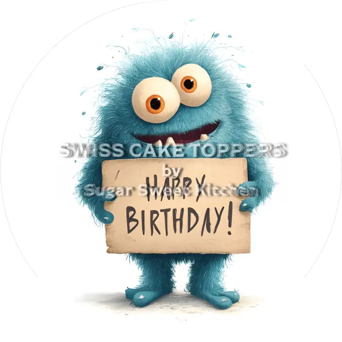 Tortenaufleger Geburtstag Monster 04 - essbar & personalisierbar - Fondant- Torten- Cupcakeaufleger Sugar Sweet Kitchen