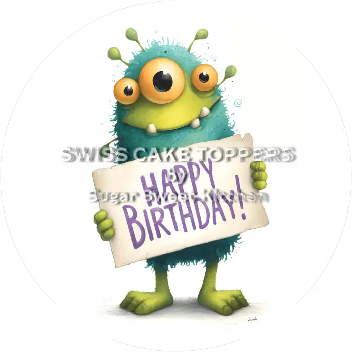 Tortenaufleger Geburtstag Monster 05 - essbar & personalisierbar - Fondant- Torten- Cupcakeaufleger Sugar Sweet Kitchen