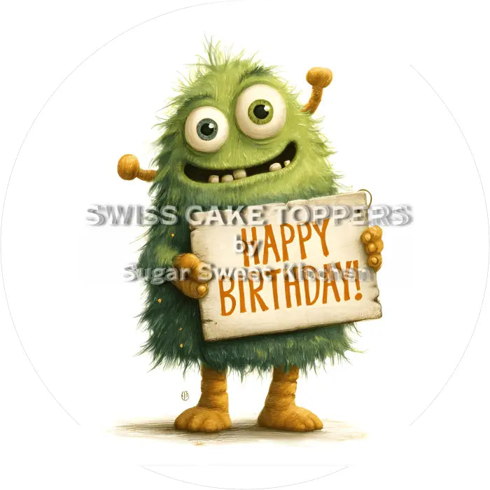 Tortenaufleger Geburtstag Monster 06 - essbar & personalisierbar - Fondant- Torten- Cupcakeaufleger Sugar Sweet Kitchen
