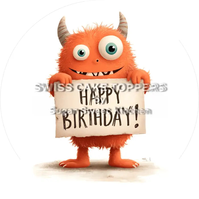 Tortenaufleger Geburtstag Monster 07 - essbar & personalisierbar - Fondant- Torten- Cupcakeaufleger Sugar Sweet Kitchen