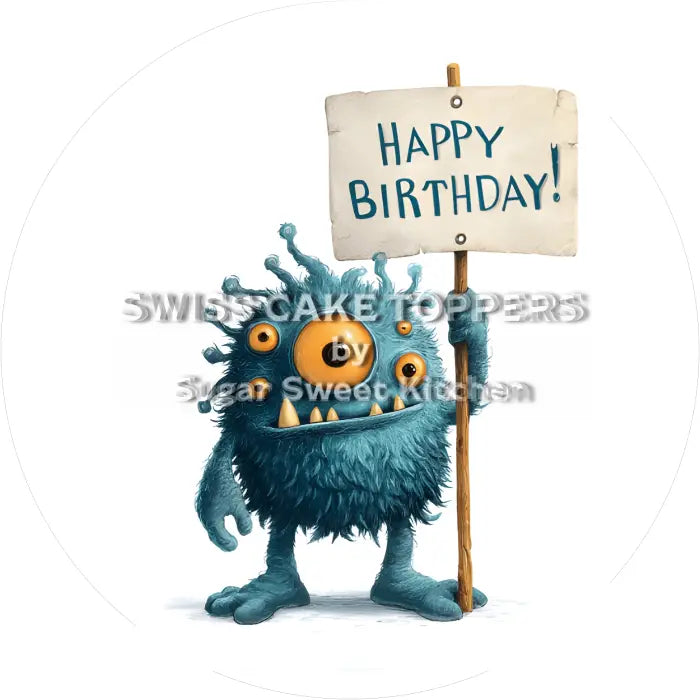 Tortenaufleger Geburtstag Monster 08 - essbar & personalisierbar - Fondant- Torten- Cupcakeaufleger Sugar Sweet Kitchen