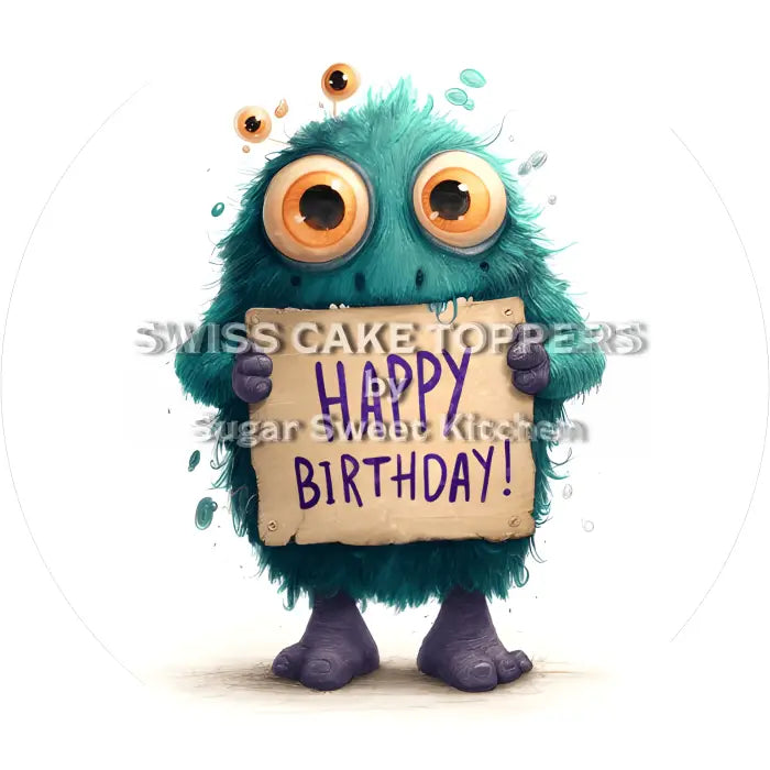 Tortenaufleger Geburtstag Monster 09 - essbar & personalisierbar - Fondant- Torten- Cupcakeaufleger Sugar Sweet Kitchen